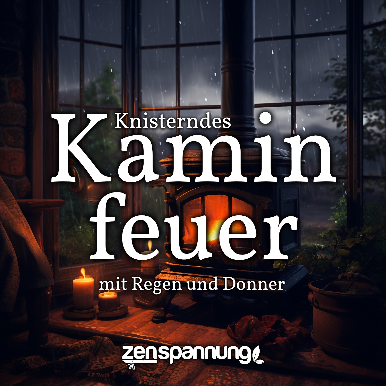 6 Stunden Kaminfeuer mit Regengeräuschen