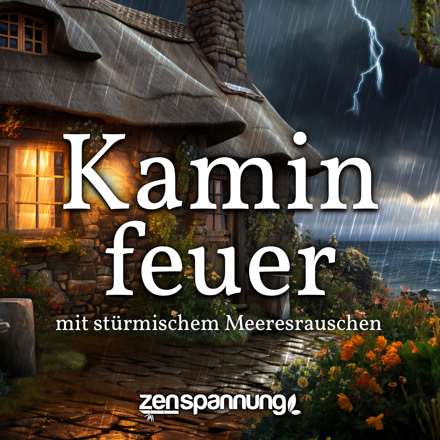 6 Stunden Kaminfeuer mit stürmischer See (MP3)